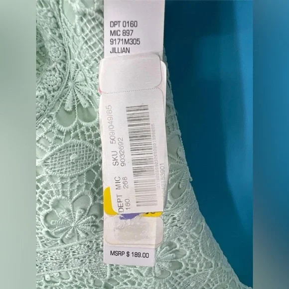 Lace Spaghetti Strap Midi Dress in Light Mint - Picture 4 of 8